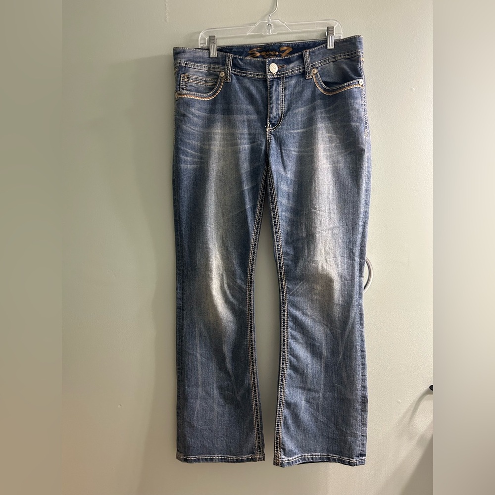 Seven 7 embroidered flap pocket bootcut jeans Y2K style - Picture 4 of 11